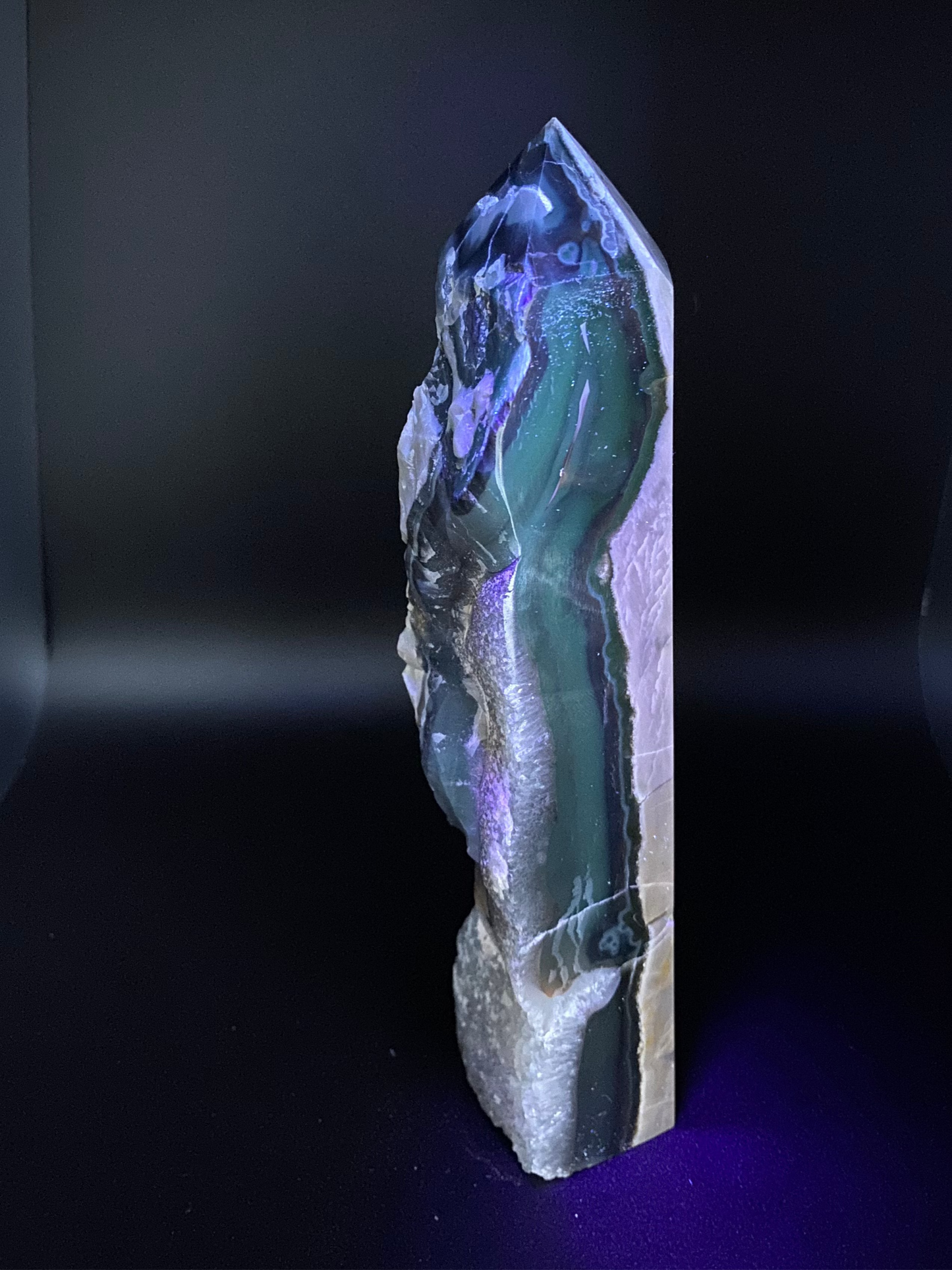 Large Volcanic Agate Tower | Druzy Crystal Point | 8” Tall – 1.6 lb