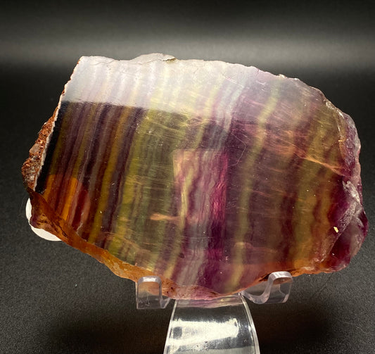 High Quality Yellow & Purple Fluorite Slab | 0.62 lb Polished Crystal |