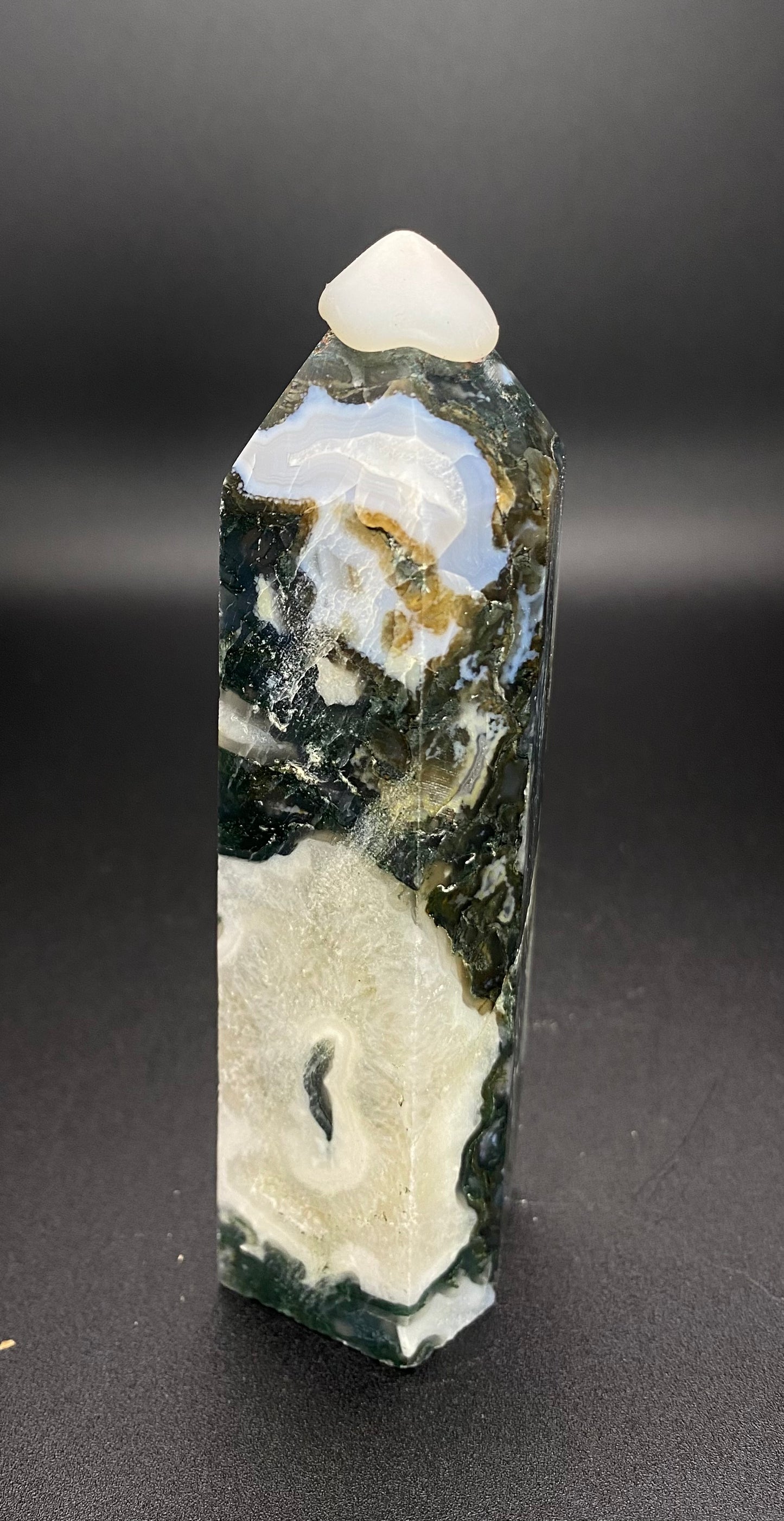 High Quality Moss Agate Tower | 5” | 0.57 lbs