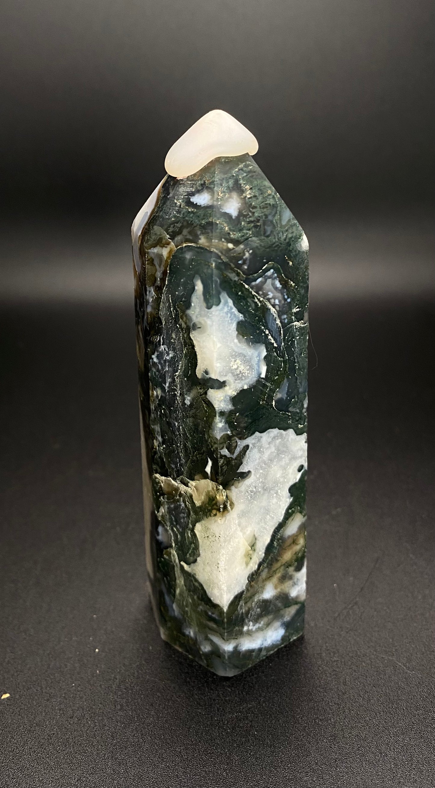 High Quality Moss Agate Tower | 5” | 0.57 lbs