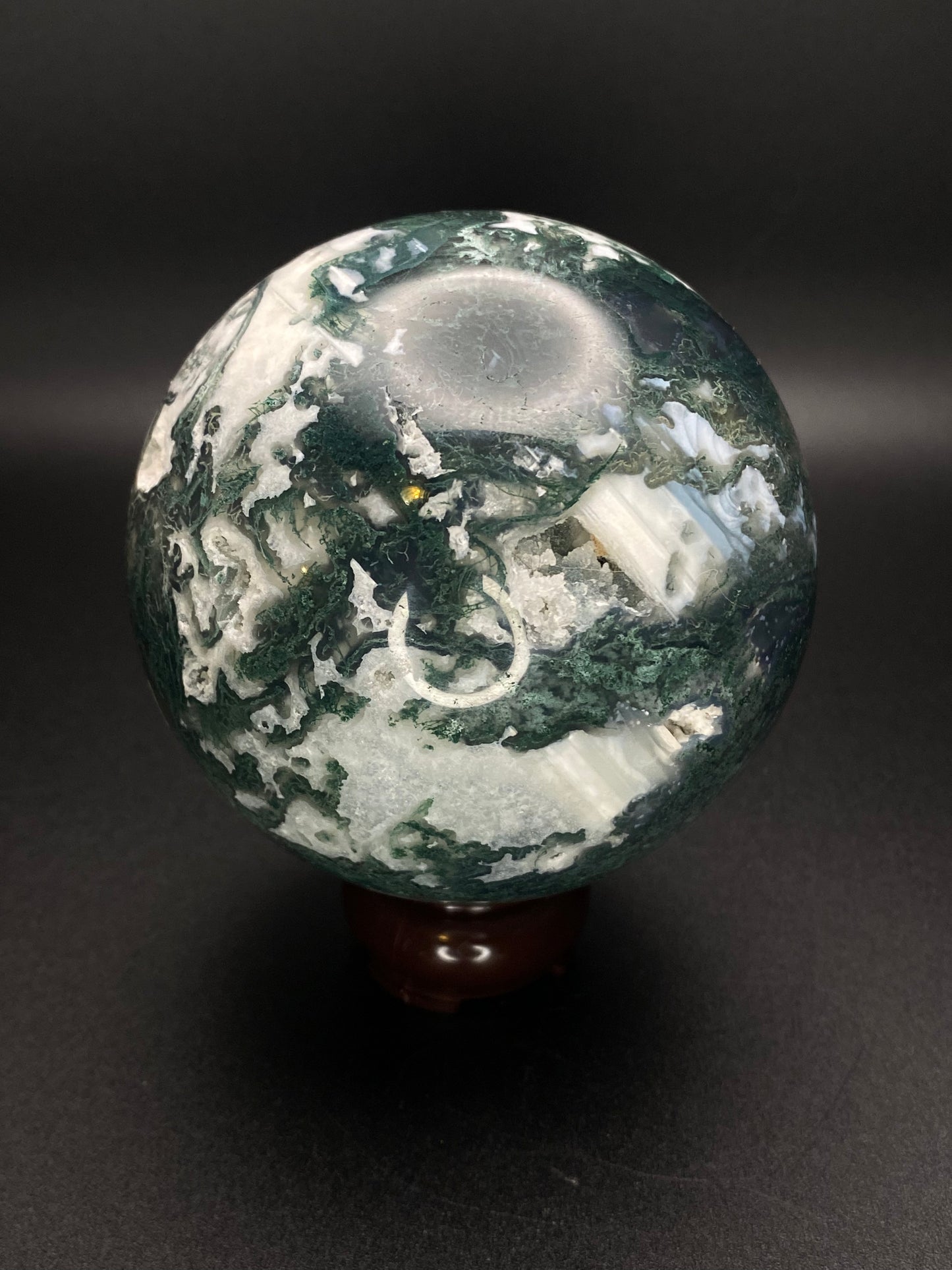 Deep Green Druzy Moss Agate Sphere | 1.88 lbs