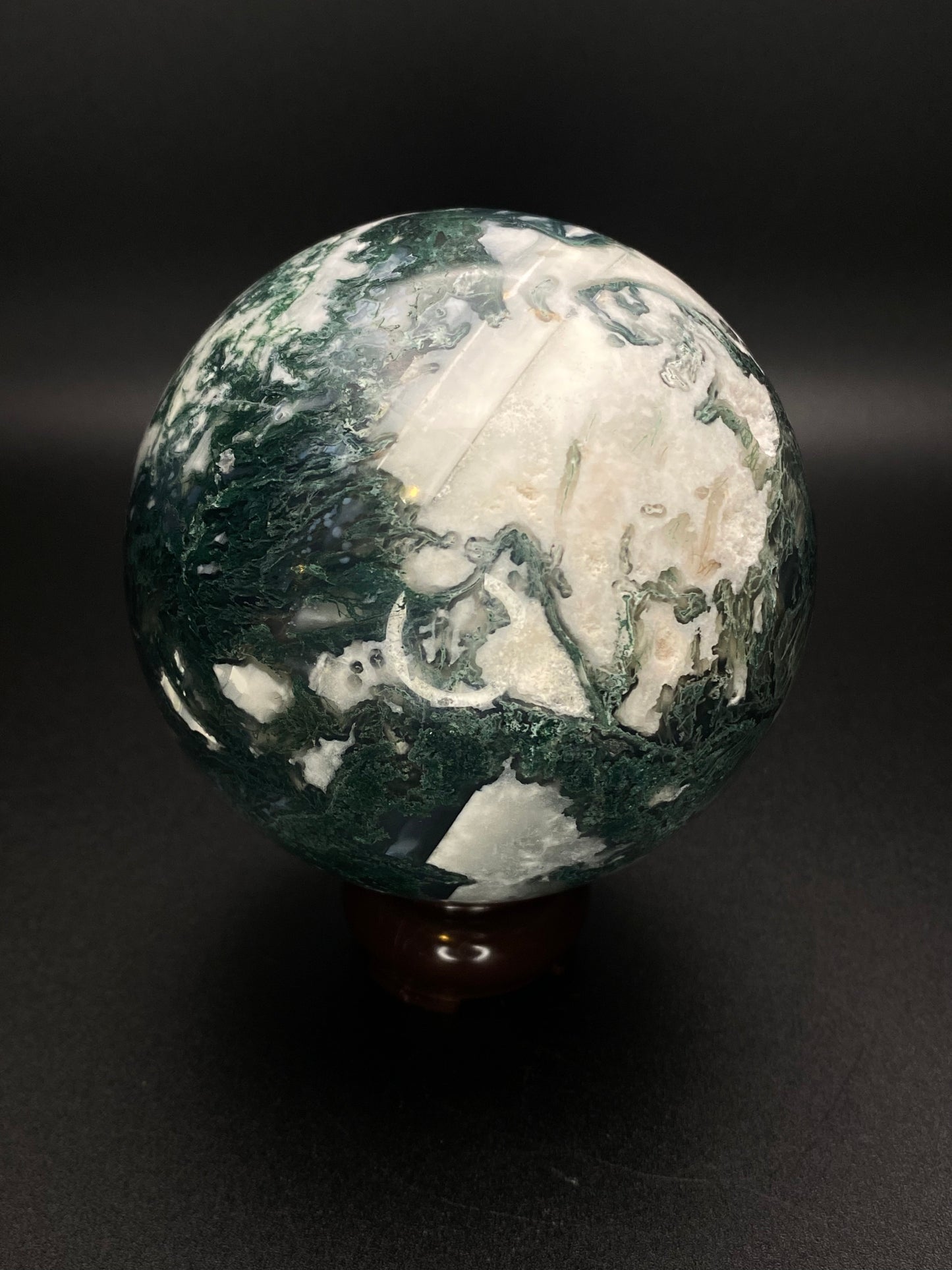 Deep Green Druzy Moss Agate Sphere | 1.88 lbs