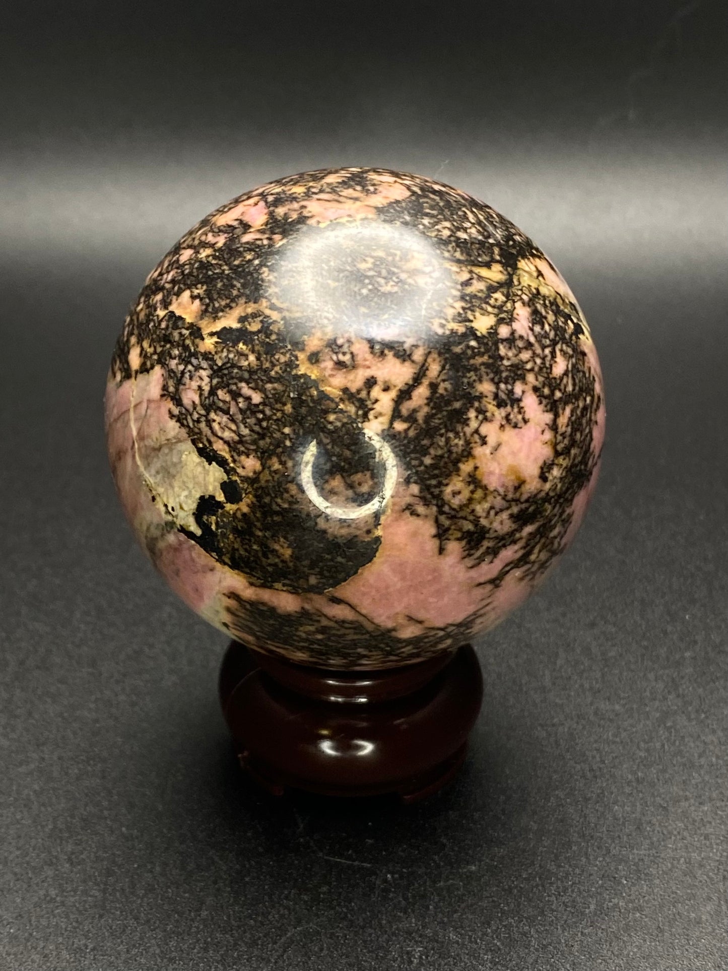 High Quality Rhodonite Sphere | 0.92 lbs