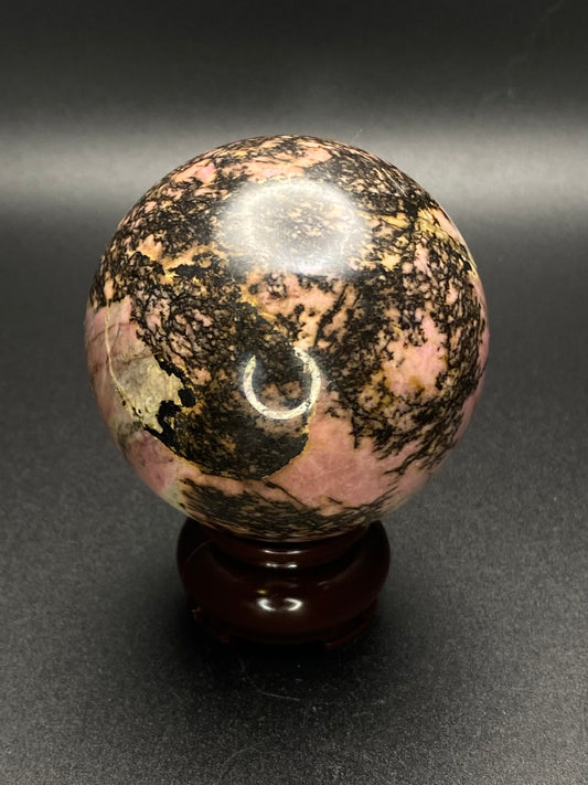 High Quality Rhodonite Sphere | 0.92 lbs