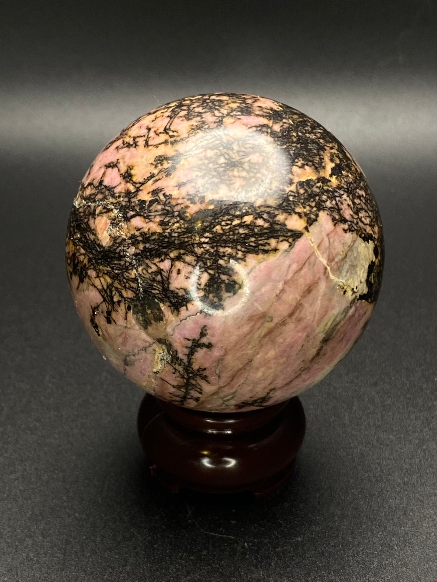 High Quality Rhodonite Sphere | 0.92 lbs