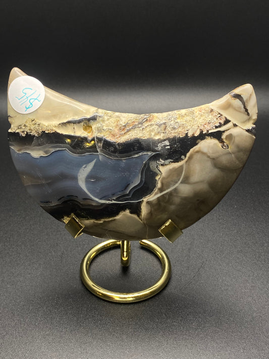 High Quality UV reactive Volcanic Agate Moon | 1.1 lbs