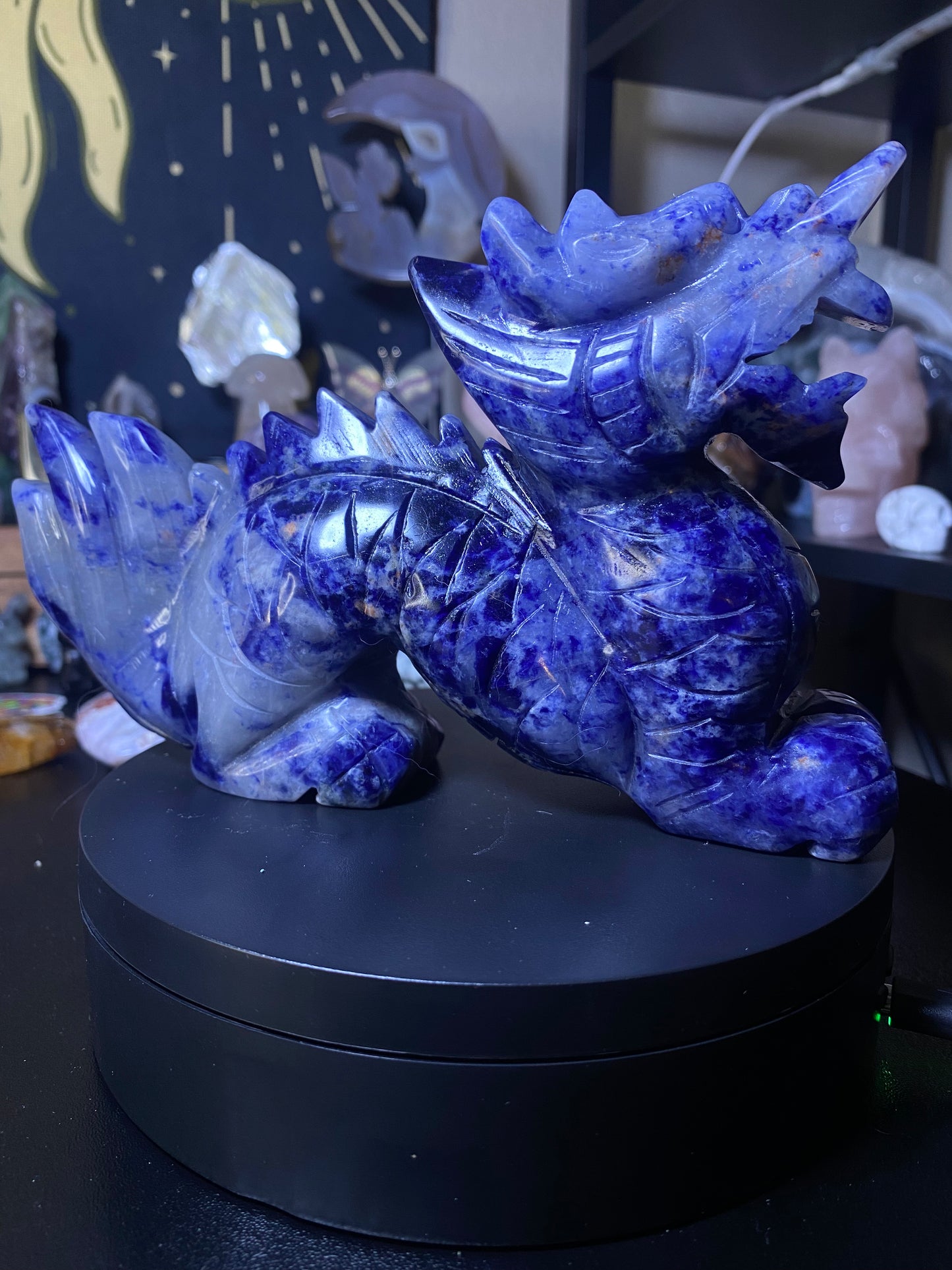 large sodalite dragon carving 1.56lbs