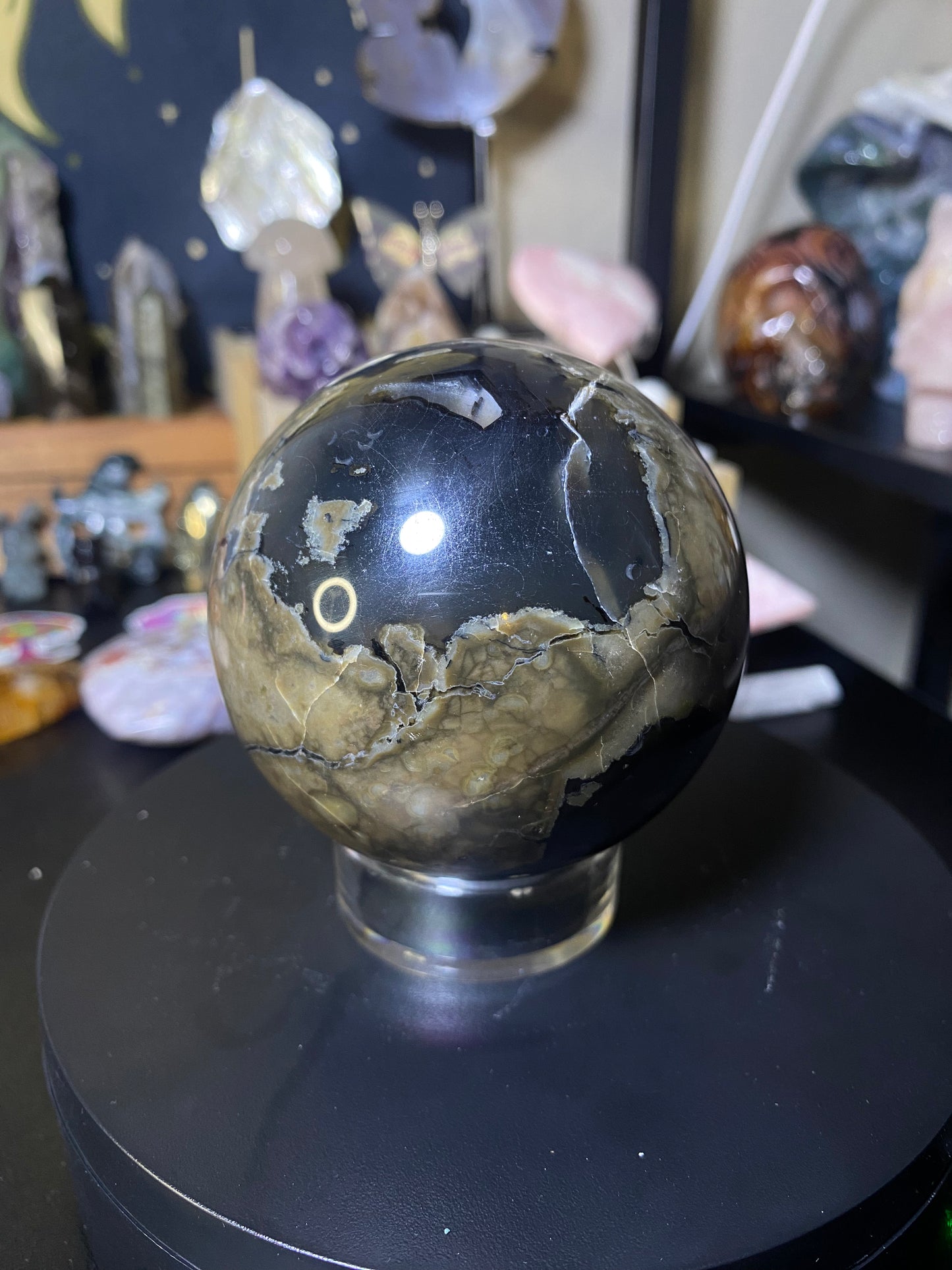 volcanic agate sphere 1.21lbs