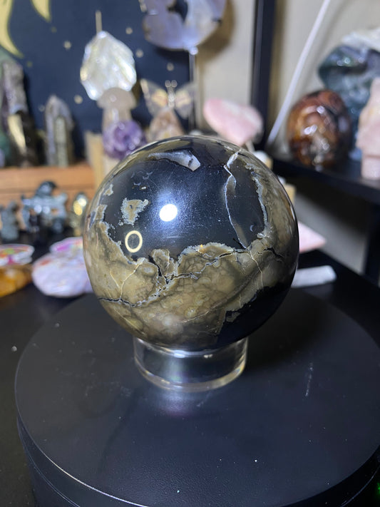 volcanic agate sphere 1.21lbs