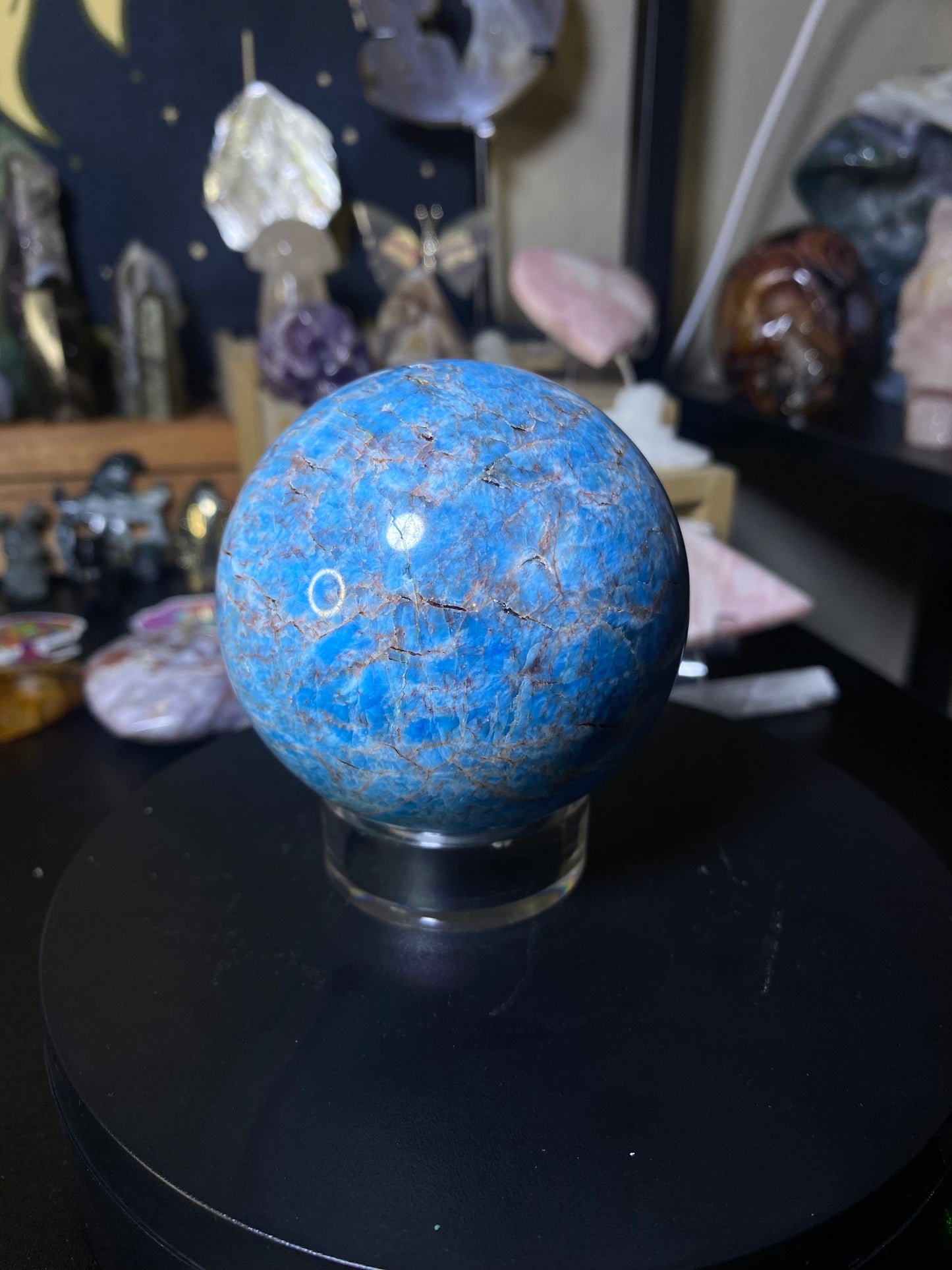 Blue apatite sphere 1.31lbs