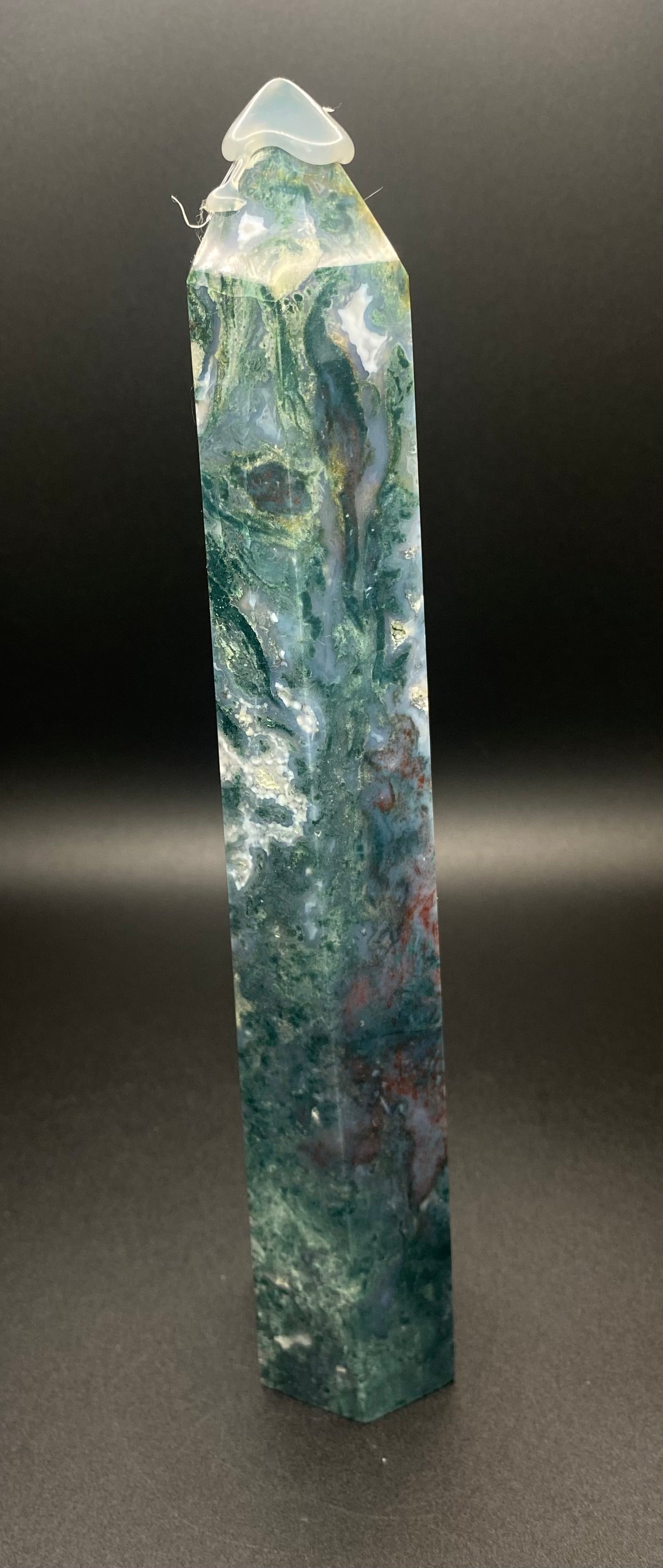 Rainbow Moss Agate Tower | 9” | 1.46 lbs