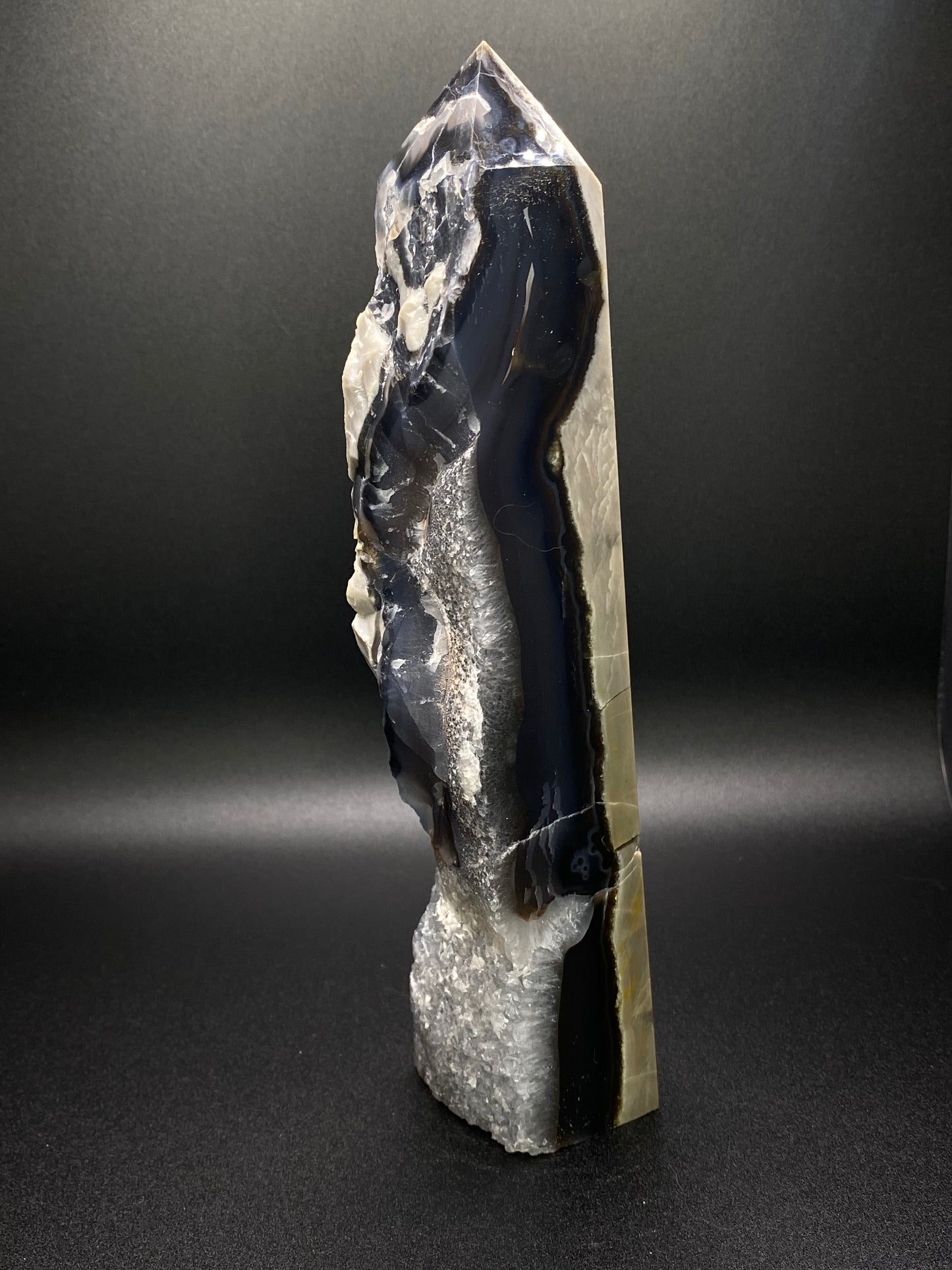 Large Volcanic Agate Tower | Druzy Crystal Point | 8” Tall – 1.6 lb