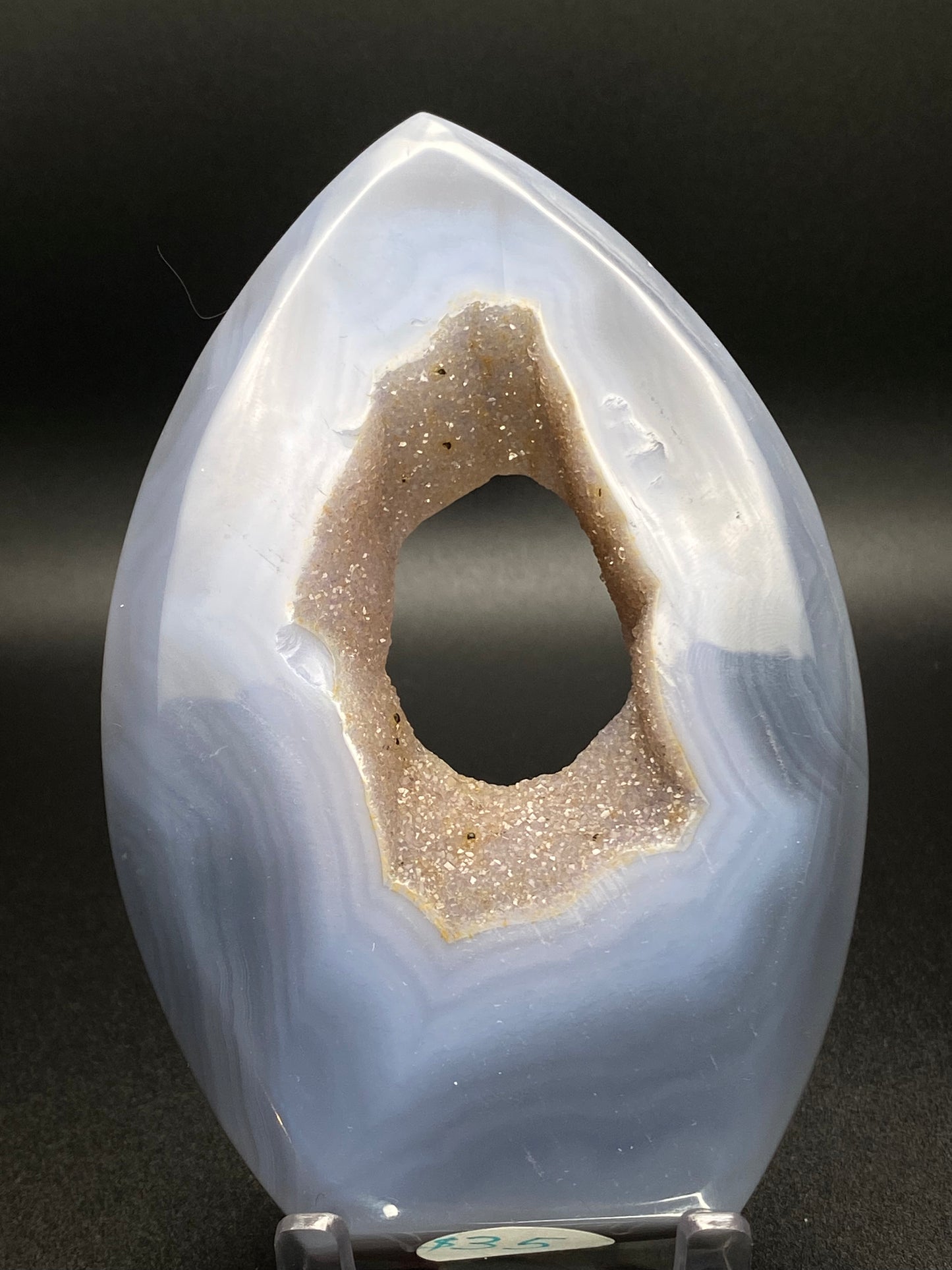 Blue Agate Teardrop Freeform | 0.6 lb Polished Crystal with Druzy | Stone of Calm & Balance