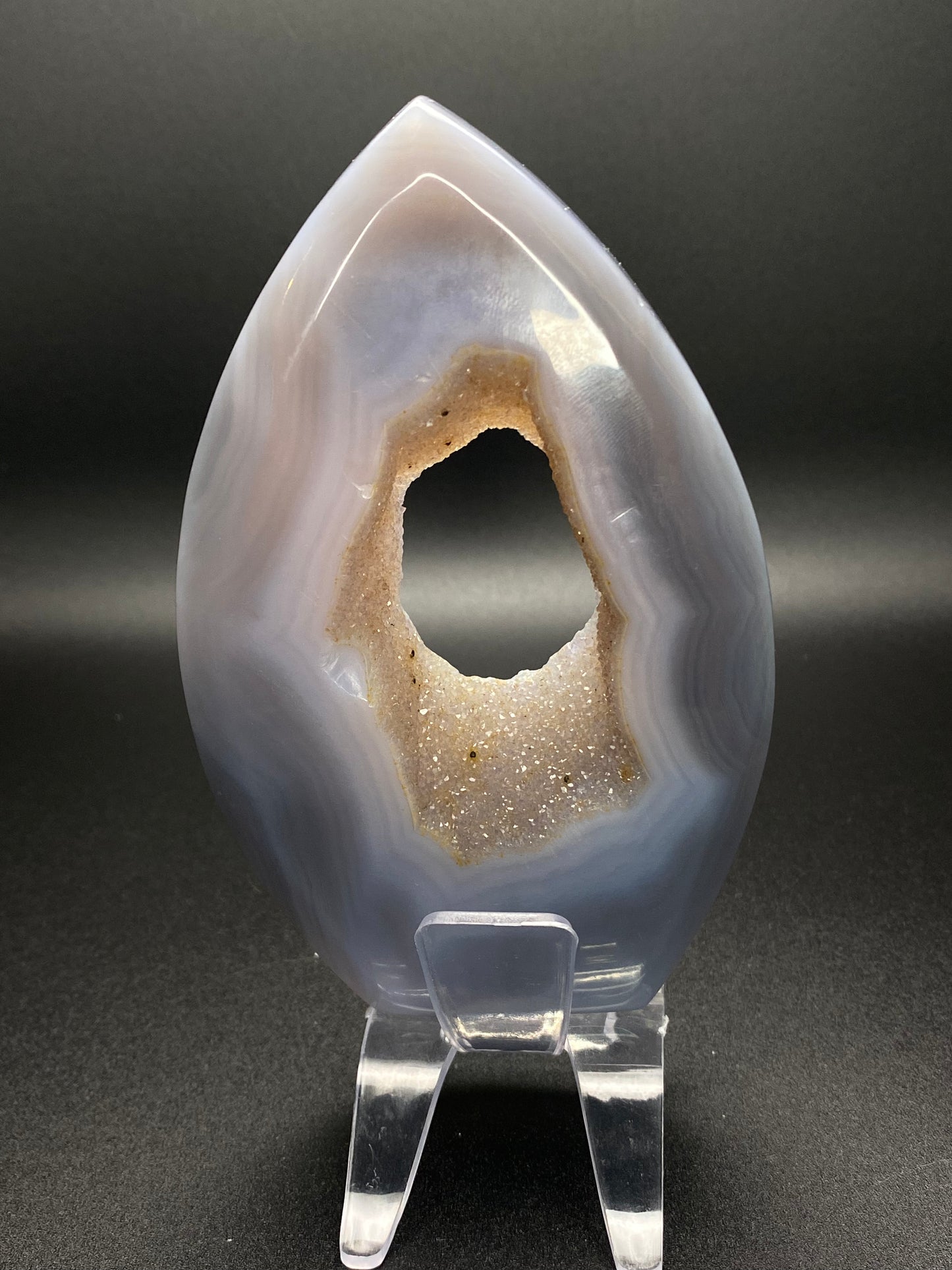 Blue Agate Teardrop Freeform | 0.6 lb Polished Crystal with Druzy | Stone of Calm & Balance