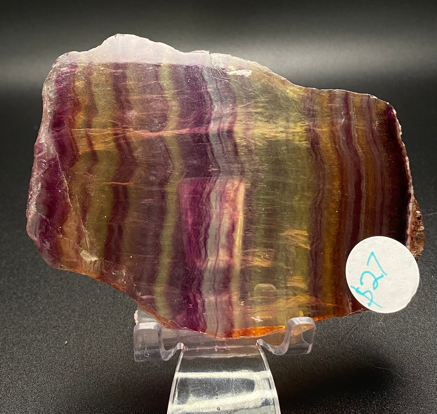 High Quality Yellow & Purple Fluorite Slab | 0.62 lb Polished Crystal |