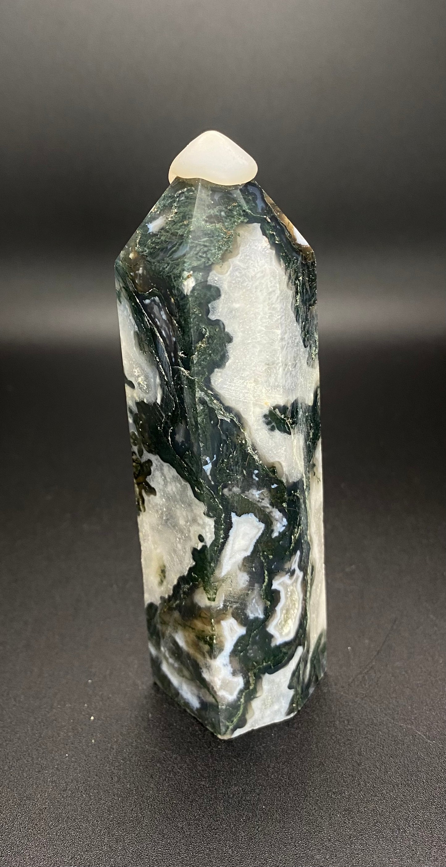 High Quality Moss Agate Tower | 5” | 0.57 lbs