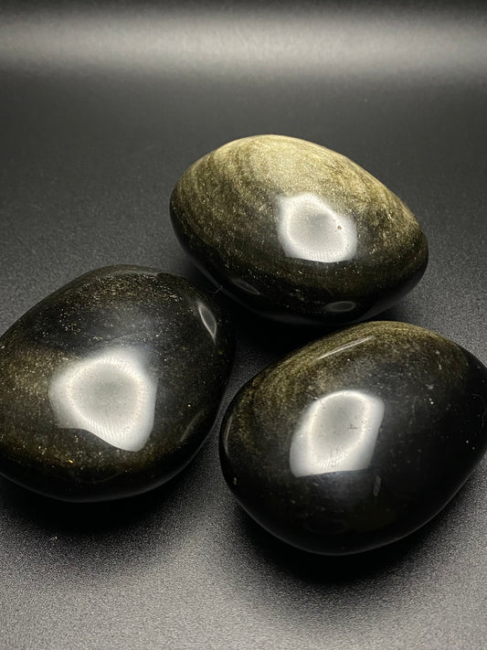 Golden Obsidian Palm Stone | 0.51 lb Polished Crystal