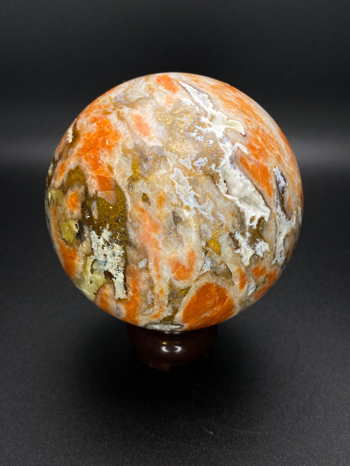 Rare Collectors Sunstone & Apatite Sphere with Druzy Pockets | 2.04 lbs