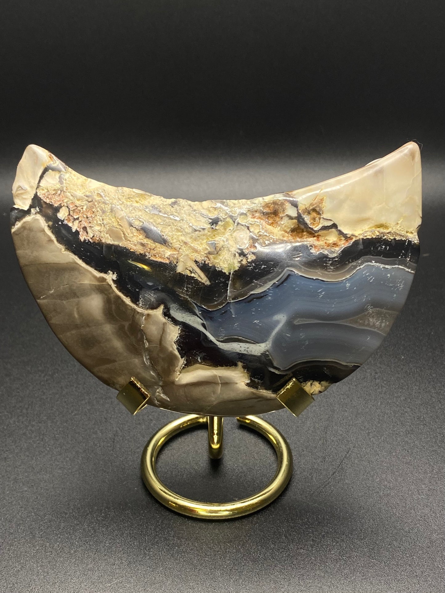 High Quality UV reactive Volcanic Agate Moon | 1.1 lbs