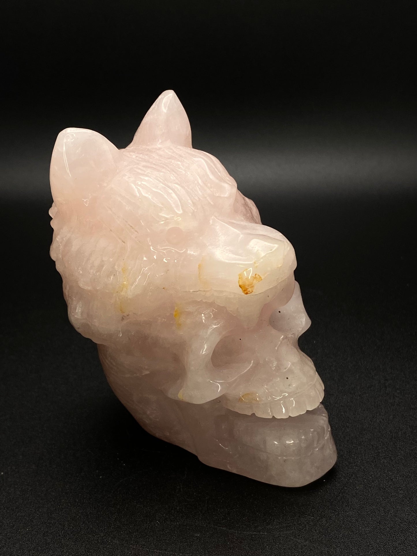 Rose Quartz Wolf Head & Human Skull Hybrid | 1 lb
