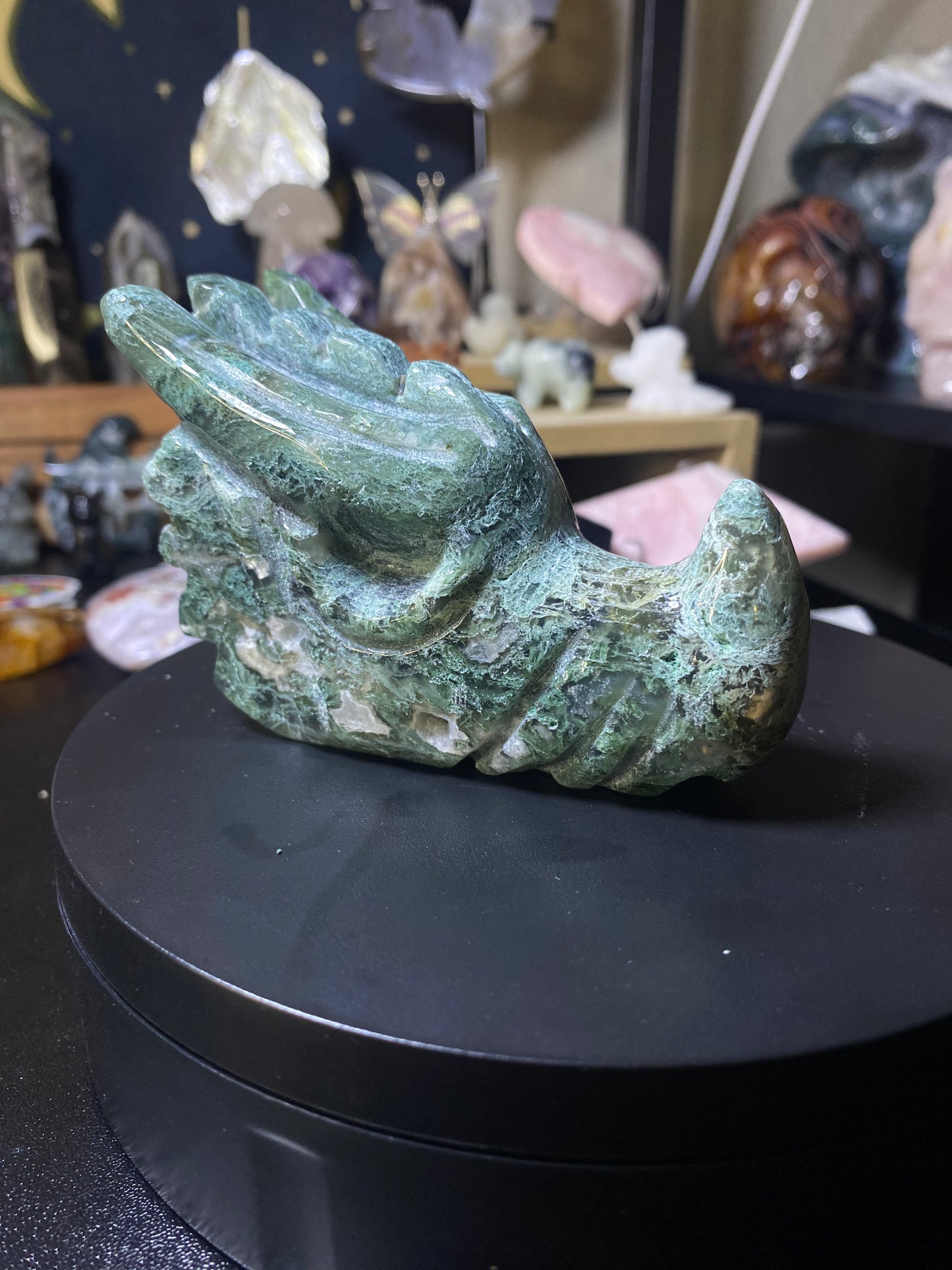 druzy tree agate dragon head 0.58lbs