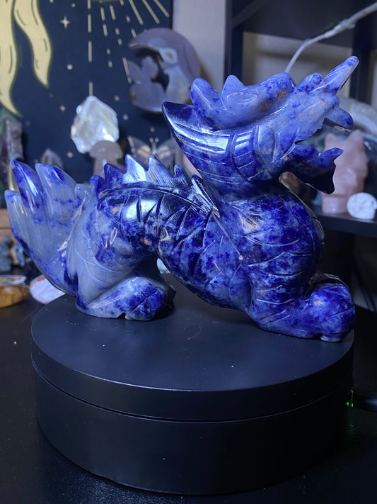 large sodalite dragon carving 1.56lbs
