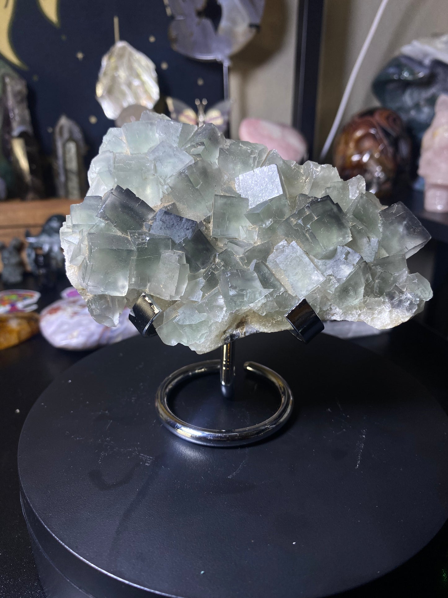 raw fluorite specimen on a stand 0.76lbs