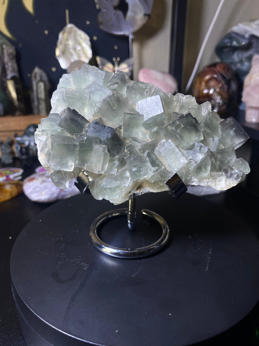 raw fluorite specimen on a stand 0.76lbs