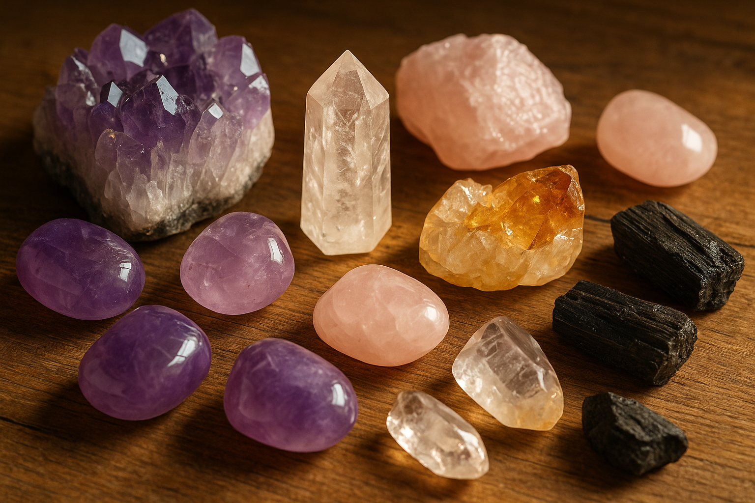 tumbled and raw crystals